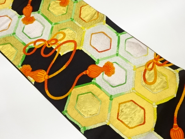 亀甲・組紐模様織出し袋帯